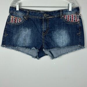 HOT KISS CICI SHORT size 15 frayed, Stars and Stripes. A-DOR-A-BLE! LOW RISE